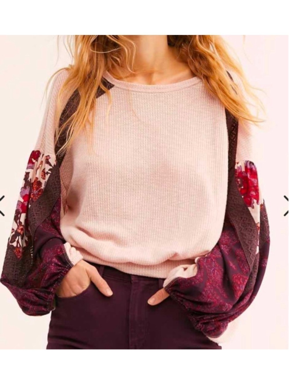 Free People “Casual Clash Top” (Rose) Size M